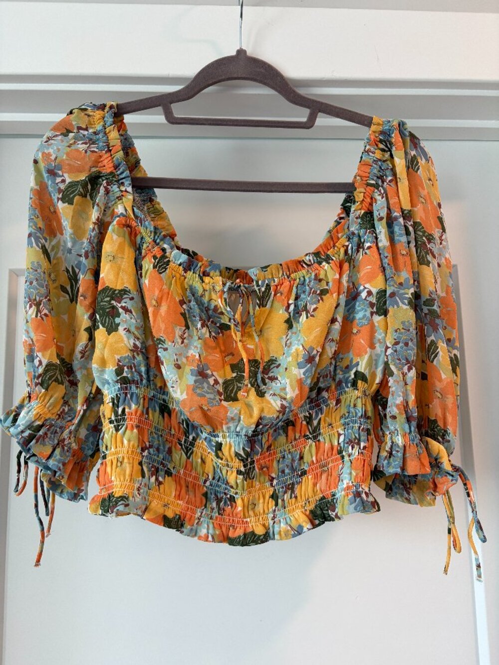 Abercrombie & Fitch Floral Squareneck Rouched Top